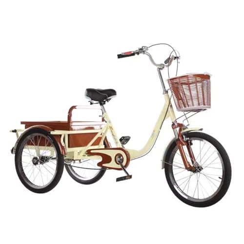 OLSDXAWQ, Triciclo for Adultos de 20 Pulgadas, de 3 Ruedas, con neumáticos Antideslizantes y Cesta de la Compra, de una Sola Velocidad, for Que los Padres lo recojan y lo dejen. Pedaleo.