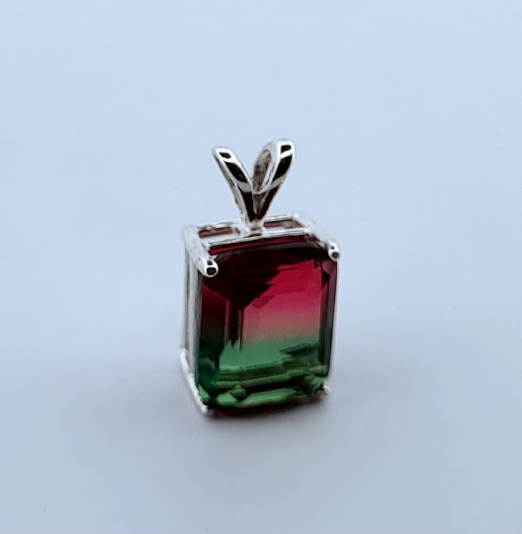 3ct Watermelon Tourmaline Sterling Silver Necklace