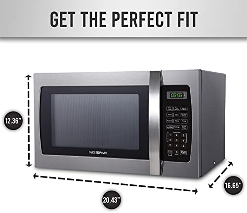 Farberware Countertop Microwave Oven 1.3 Cu. Ft. 1000-Watt With Led Display, Child Lock, Easy Clean Black Interior, Cu.ft, Stainless Steel #TOP2
