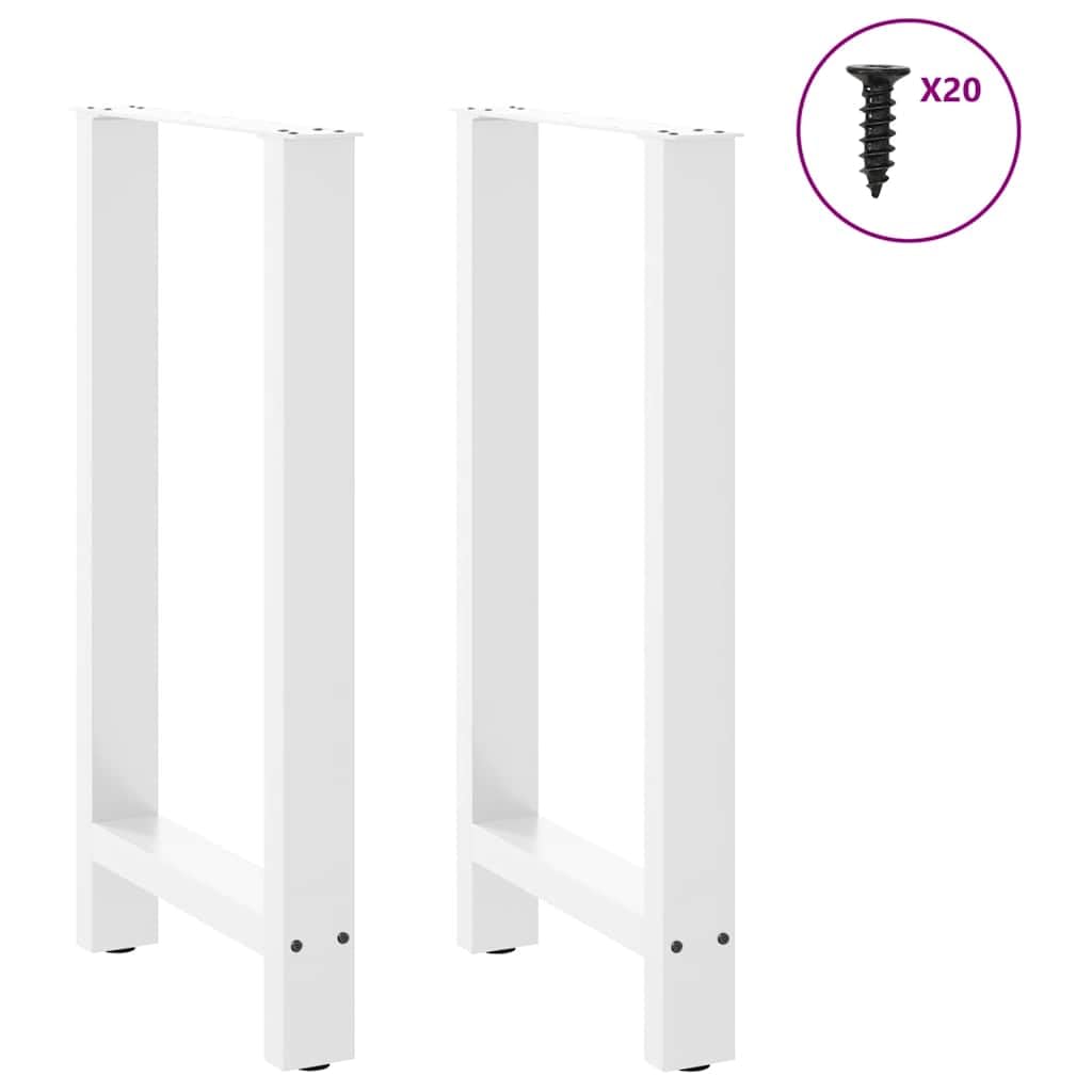 Lot de 2 pieds de table de bar blancs, 40 x 90-91 cm, patins de table en acier, structure de table stable pour tables mange-debout et bricolage, avec vis et pieds de nivellement réglables