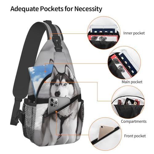 Mochila Sling para hombre y mujer con diseño de perros Husky miniatura 3