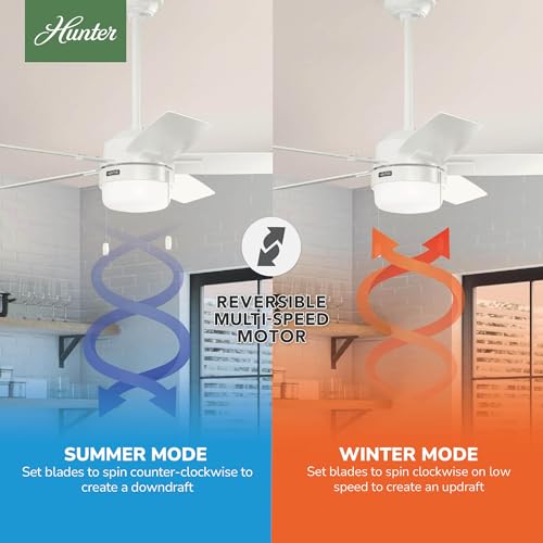 Image of Hunter Anisten, Indoor, Ceiling Fan, with LED Light, 44 inch, Fresh White