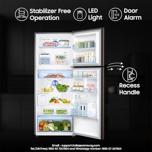 Image of Samsung 355L 2 Star Inverter Frost-Free Convertible 5 In 1 Curd Maestro Double Door Refrigerator (RT39C5C32DX /HL,Luxe Brown)