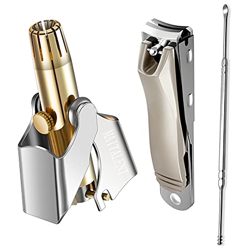 MAITALENT 3 in 1 Nose Hair Trimmer for Men | Nose Trimmer for Men （All Made of Ultra Sturdy  Stainless Steel），No Batteries Required and Washable Gfit