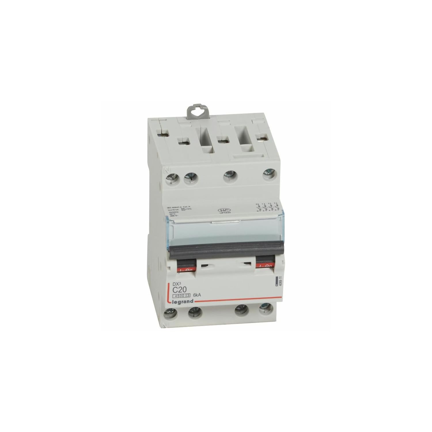 406911 Disjoncteur tétrapolaire 20A - 4P Courbe C - 4,5/6kA - À vis - Legrand DX3