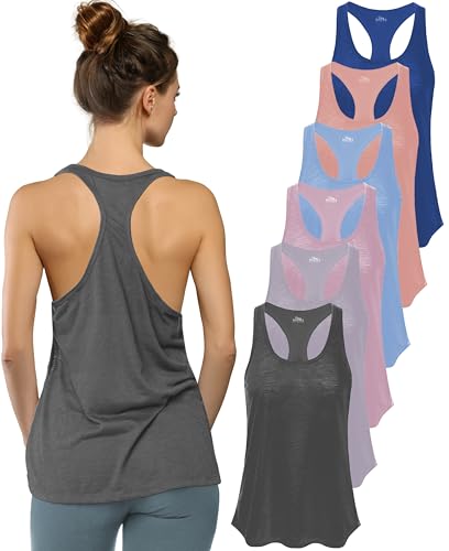 Image of Sexy Basics Women's Everyday Flowy Burnout Slub Racer Back Tanks | Active Workout Tops | Multi Packs & Colors