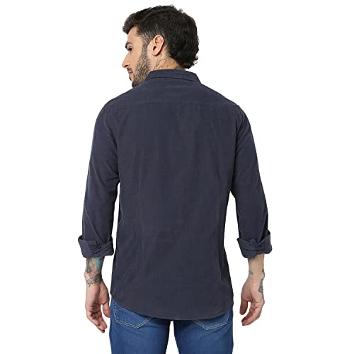 Image of Spykar Men's Slim Fit Raised Collar Full Sleeve Solid Casual Shirts