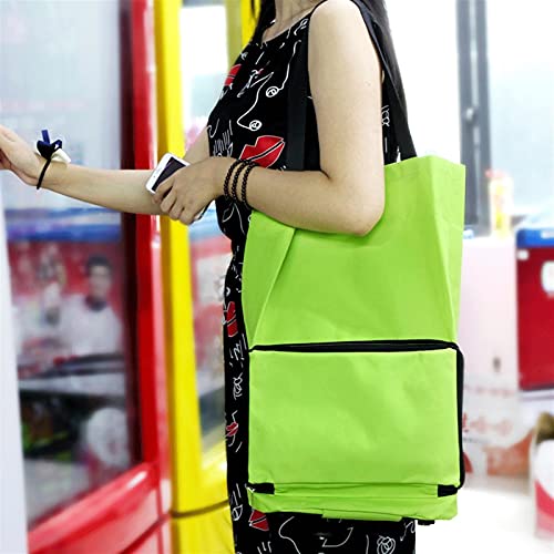 LICHUAN Einkaufstrolley mit Rollen, faltbar, große Kapazität, Grün – Bild 8