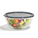 5 Quart Deep Big Glass Bowl with Lid,10 Inch Large Glass Mixing Bowl for Sourdough Bread Kitchen Salad Bread Storage, For Prepping, Marinating & Brining Kimch