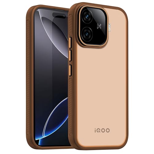 Image of V-TAN Back Cover for IQOO NEO 10R Compatible Case, Matte Finish Transparent Case, TPU, Camera Protective Shockproof Cover (Brown)