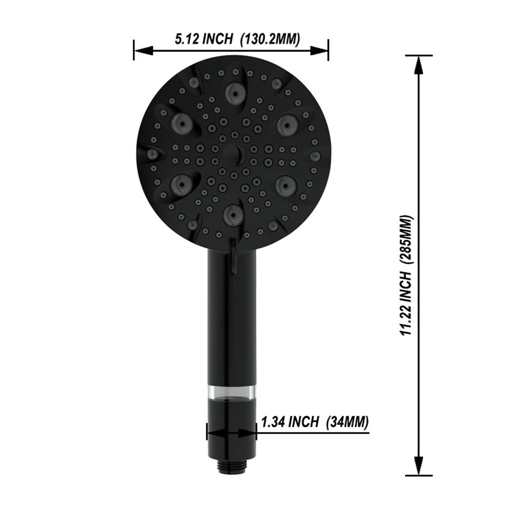 Set soffione doccia portatile a 9 funzioni, soffione doccia ad alta pressione Set soffione doccia portatile ad alto flusso, soffione doccia con filtro, con tubo da 59 pollici, staffa, nero opa