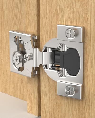 Onemake 2 Pack 1/2" Overlay Face Frame Soft Close Cabinet Hinges, 105° Concealed Hinge, Smooth Slow Self Closing, 3D Adjustable, Hidden Hardware Replacement for Kitchen, Wardrobe, Cupboard Door