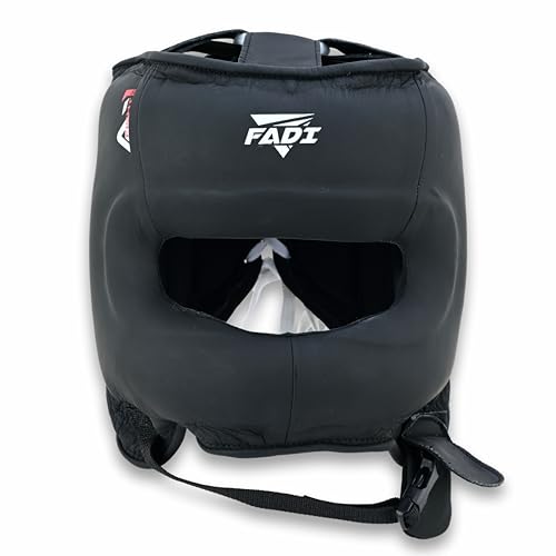 Fadi Sports Authentic Series A1 Boxing Headgear - Pure Leather Head Guard for Kids and Adults in MMA, Kickboxing, Muay Thai, Karate, Martial Arts and Taekwondo (Green, L/XL) (Black, S/M)