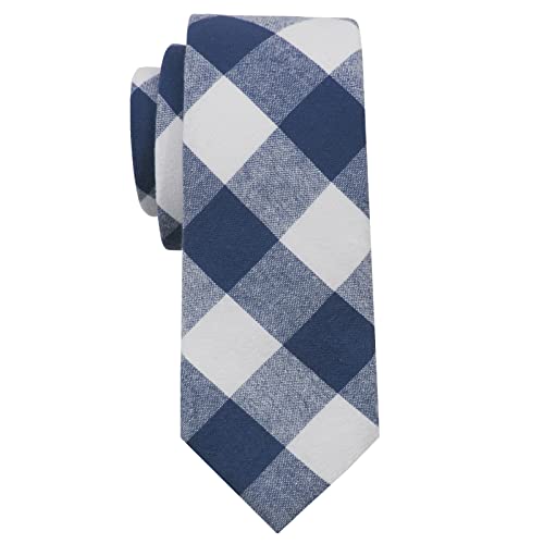 Image of Mantieqingway Mens Skinny Ties,2.56 inch Cotton Neckties Striped Plaid Ties for Groom Groomsmen Wedding Party Christmas