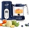 Grownsy Baby Food Maker with Steam Basket, One Step Baby Food Processor Steamer Puree Blender Grinder Mills Machine, Auto Cooking Grinding and Sterili-zing for Healthy Homemade Baby Food, Dark Blue