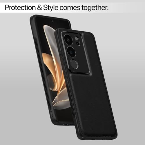 Image of Pikkme Vivo V29 / V29 Pro 5G Back Cover | Flexible Pu Leather | Full Camera Protection | Raised Edges | Super Soft-Touch | Bumper Case for Vivo V29 / V29 Pro 5G (Black)