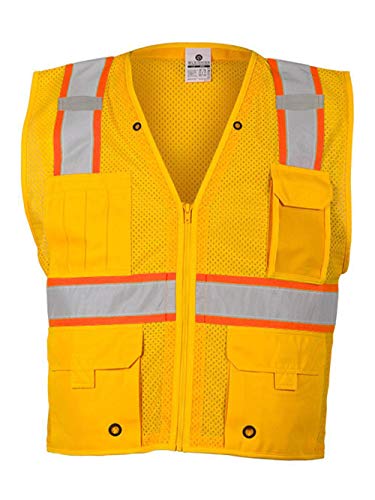 Image of Kishigo Black Enhanced Visibility Men's Vest B100, Multi Pocket Mesh Hi-Vis Vest, Ultra-Cool Polyester, 6 Pockets, Zipper