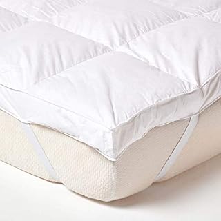 HOMESCAPES White Goose Feather Mattress Topper 7cm Deep Extra Thick Bed Topper 100% Cotton Anti Dust Mite & Feather Proof Fabric Hypoallergenic & RDS Certified Washable at Home, Single Size
