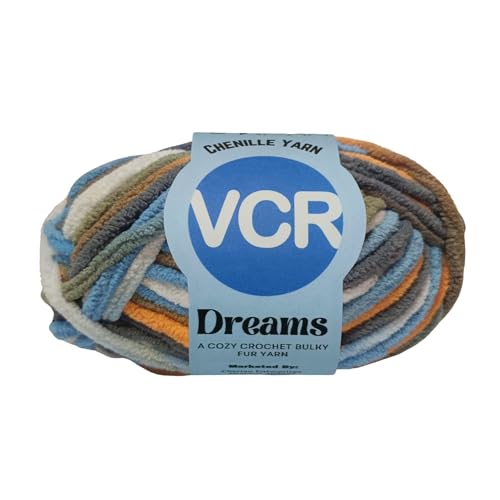Image of VCR Bright Blue Tri-Color, 100 Grams Hank, 60 Meters Length, Premium Polyester Ball for Crochet and Knitting, Pack of 1 Yarn, Soft and Bulky Fur Suitable for DIY