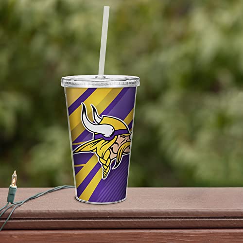 Image of Rico Industries NFL Football 16oz Clear Tumbler W /Straw for NFL Fans