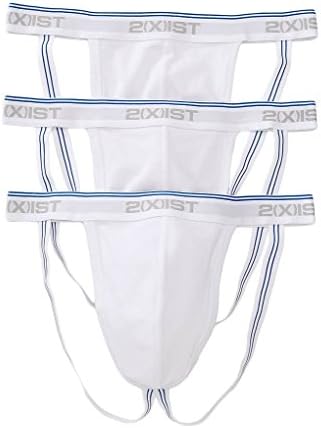 2(X)IST Men's Cotton Stretch Jock Strap 3-Pack White, Large
