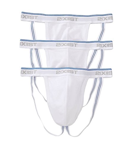 2(X)Ist Men's Cotton Stretch Jock Strap 3-Pack White, Large #TOP3