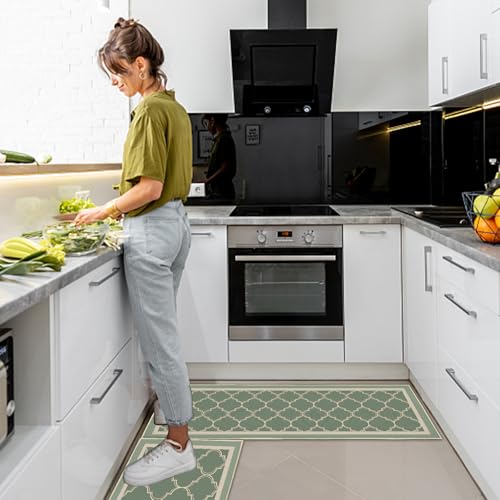 2 Pcs Kitchen Rugs and Mats, Anti Fatigue Kitchen Rug Sets,Comfort Floor Mats Washable Non Slip Kitchen Rug Runner for Office Sink Laundry (Geometry C, 43x150cm+43x75cm) - Image 5