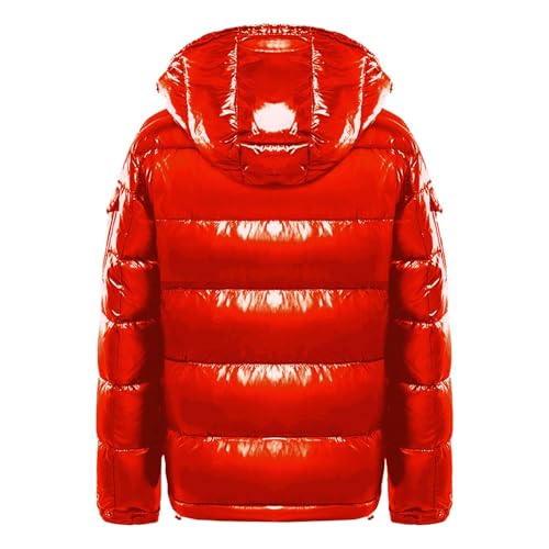 Men's Thermal Shiny Hooded Down Jacket,Warm Metallic Down Coats WaterResistant Down Coats Insulated Padded Puffy4