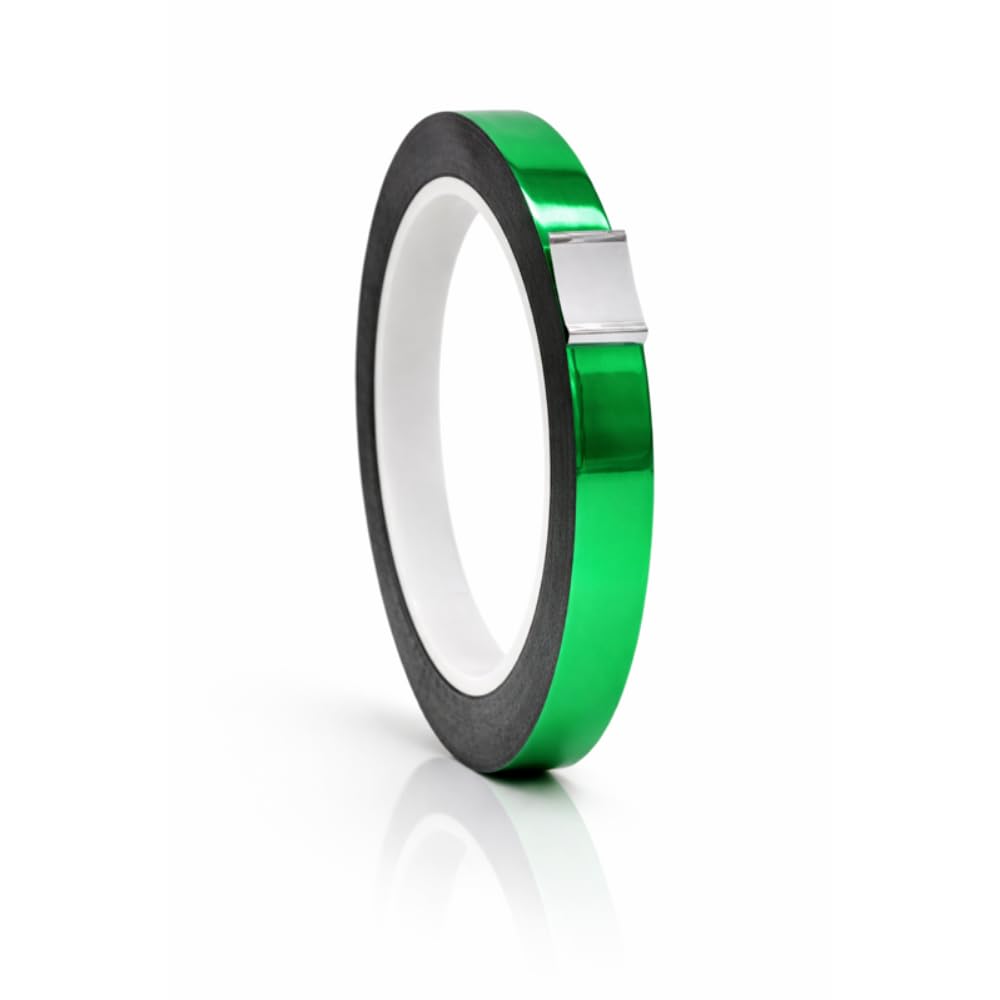 WOD MPFT2 Green Metalized Polyester Mylar Film Tape with Acrylic Adhesive, 1/2 inch x 72 yds. Vibrant Mirror Green Tape, Decor Tape for Detailing