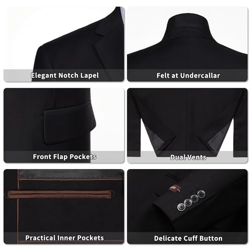 Men's 2 Piece Suits Classic Fit Single Breasted 2 Buttons Business Wedding Suit Jacket Blazer & Pleated Pants Set4