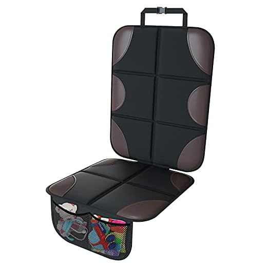 Smart eLf Car Seat Protector for Child Car Seat - Protectors for Carseats - XL Thickest Mat Cover & Waterproof 600D Fabric & 2 Large Pockets for Handy Storage, Auto Crash Test Approved, Never Melt