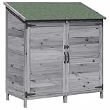 Anself Gartenhaus aus Massivholz mit Lüftungstür, 106,5x56x113,5 cm, Grau 42033442