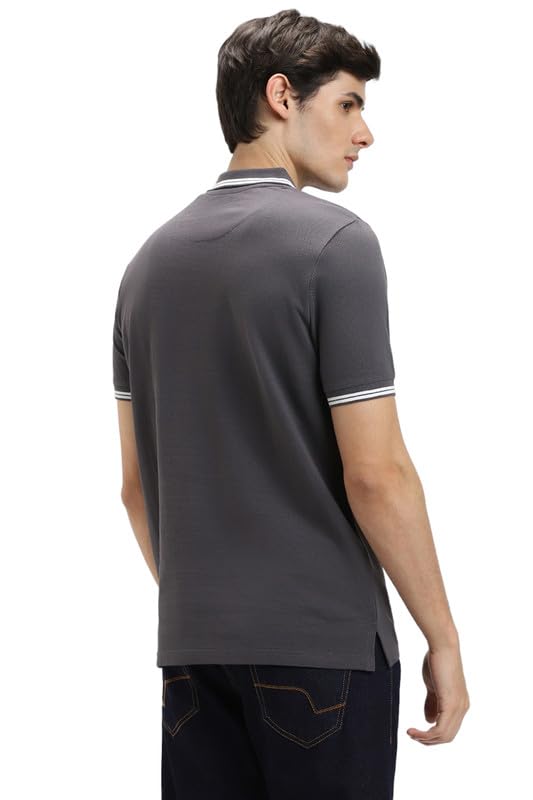 Image of Dennis Lingo Men's Cotton Solid Regular Fit Mandarin Collar Short Sleeve Polo Tshirt