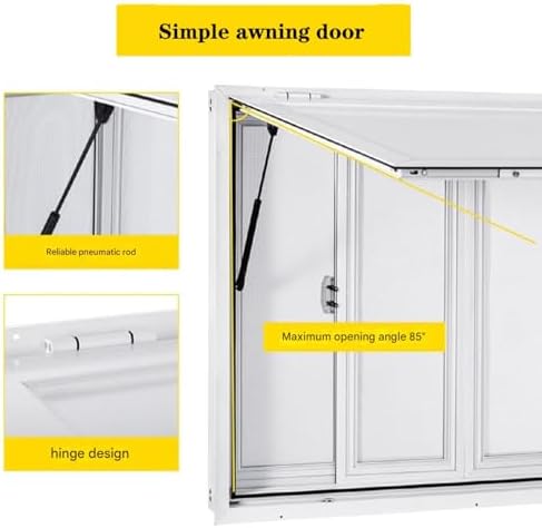 Aluminum Alloy Food Truck Concession Window 53x33in with Awning & Sliding Door, Perfect for Food Trolley Serving, Enhance Outdoor Dining Experience,with 4 Screens,53x33in