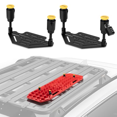 BUNKER INDUST Recovery Track Board Mounting Kit Universal Traction Boards Mount Bracket for Rooftop Platform with Lock ( Only for 2 Boards)