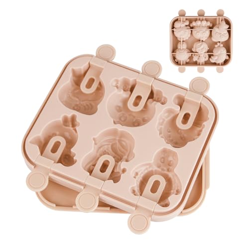BigKego Moldes de silicona para helados, animales marinos, moldes para helados de agua, sin BPA, moldes de paletas para hacer cubitos de hielo con palitos para yogur, zumo, batidos (rosa)