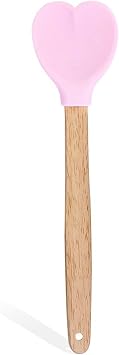 Heart-shaped Wood Handle Silicone Spoon Household Kitchen Cooking Spoon Heat Insulation Wood Handle Anti-hot Spoons Heart Silicone Spatula