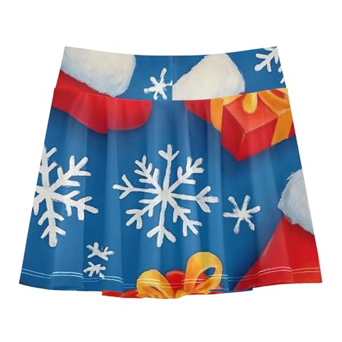 Girls' Shorts Athletic Skorts Red Christmas Stocking Snowflake Toddlers Tennis Skirts Outfit School Skirt 3t2