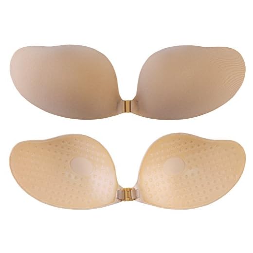 Sutiã pegajoso invisível sem alças sutiã reutilizável adesivo de silicone push up invisível sutiã adesivo invisível.., Bege, D