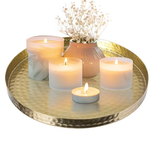 Lbyng Hammered Brass Gold Serving Tray cover