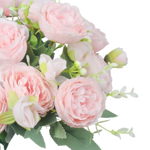 3 Bunches Peony Artificial Flowers Silk Peonies Bouquets Fake Flowers for Table Centerpieces Floral Arrangement Faux Flowers for Home Kitchen Garden Party Wedding Decoration (Pink) image 6