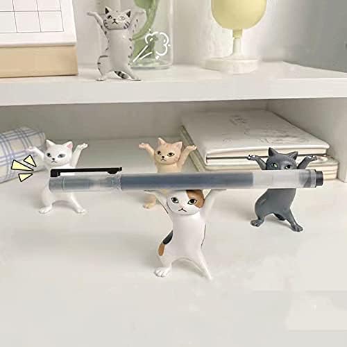 SUNNEE 1 PCS Cat Figurines Pallbearer Pen Holders Cats Pen Holders for Cat Lovers (Balck)