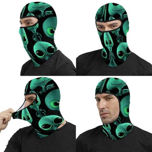 Mascarilla térmica estilo pasamontañas para hombre y mujer con estampado de aliens, ideal para clima frío, motociclismo y deportes de invierno miniatura 5