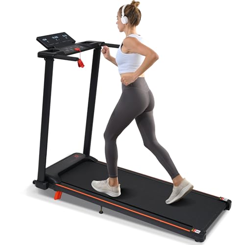 Merax Foldable Treadmill with Incline, 3.0HP Incline Treadmill for Home, 300LBS Capacity Electric Treadmills for Running, Walking Pad Treadmills with Speaker & Heart Rate Sensor, Space-Saving Design