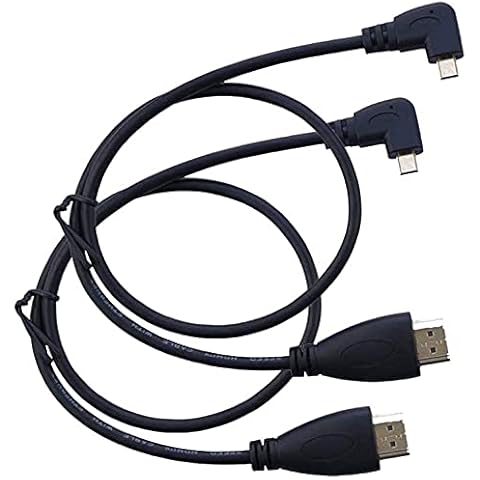 LiKuCo Micro HDMI to HDMI Cable Angled 2Pack 90 Degree Left Angle Micro HDMI Male To HDMI Male Cable Adapter Connector 20" 50CM (2PCS LEFT) Cover