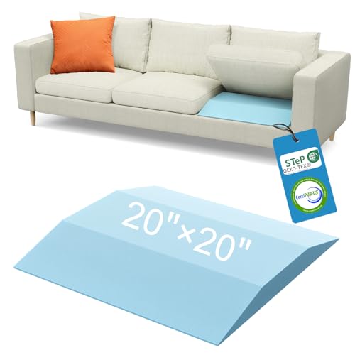 Image of Couch Cushion Support for Sagging Seat - 20 inch x 20 inch High-Density Trapezoid 40D Firm Foam Sofa Cushion Supports, Couch Supporter for Under The Cushions, Blue Set of 1