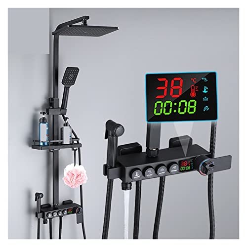 Ensemble de douche à effet pluie thermostatique anti-brûlure à affichage numérique précis