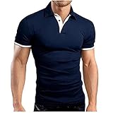 Basic Polo T Shirt Herren Kurzarm Kontrast Polohemd T-Shirt Hemdkragen Funktionsshirt Fur Golf Fitness Bussiness