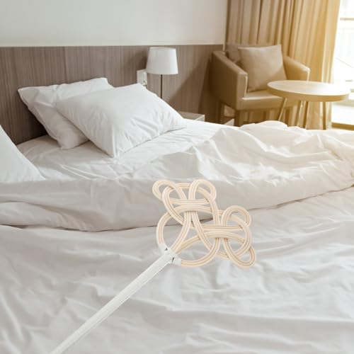 SEWACC Long Handle Rattan Quilt Beater Dust Cleaning Tool for Household Rugs and Blankets, Natural Rattan Core with Triple Weave, Manual Dust Remover for Bedding and Upholstery