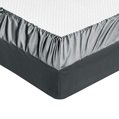 Treely 6 Piece Satin Sheets King Size Silky Smooth Grey Satin Sheet Set With Deep Pocket, Satin Fitted Sheet, Flat Sheet, 4 Satin Pillowcase #TOP4